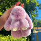 🐰 Ręcznie robiony miękki brelok do kluczy w kształcie króliczka z pomponem – imitacja futra i uroczy dodatek do torebki