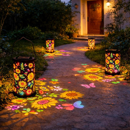 🌻 Kolorowa Solarna Latarnia Ogrodowa – Słonecznik z Efektem Świecenia ✨🌿