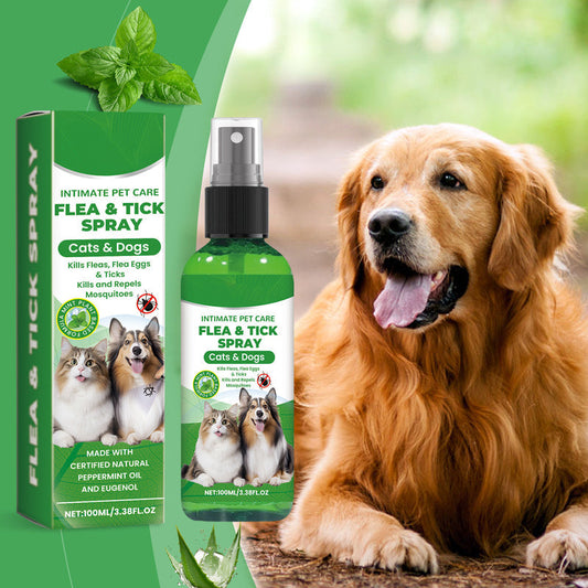 🍃 Naturalny spray przeciw pchłom i kleszczom dla psów i kotów 🐾 Chroń swojego ukochanego pupila przed szkodnikami 🐶🐱✨