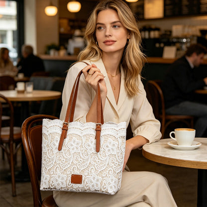 Elegancka koronkowa torba z dużą pojemnością
