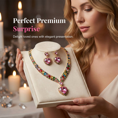 💎 40% RABATU! ✨ Zestaw biżuterii z błyszczącym sercem – naszyjnik i kolczyki, elegancki, lekki 💖