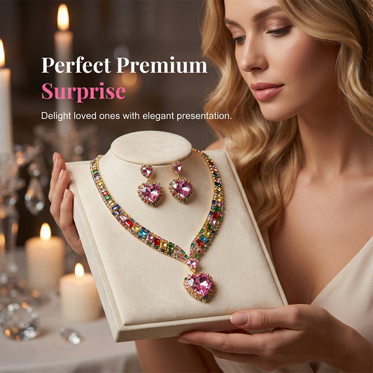💎 40% RABATU! ✨ Zestaw biżuterii z błyszczącym sercem – naszyjnik i kolczyki, elegancki, lekki 💖