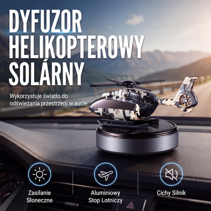 🌷 Odświeżacz powietrza do samochodu w kształcie helikoptera z obrotowym wirnikiem, zasilany energią słoneczną