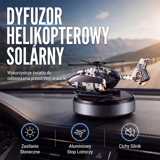 🌷 Odświeżacz powietrza do samochodu w kształcie helikoptera z obrotowym wirnikiem, zasilany energią słoneczną